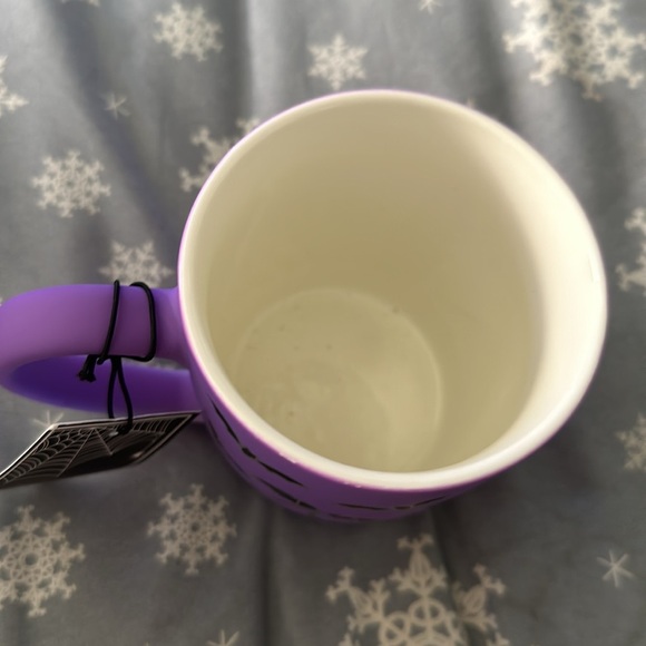 NEW Cobwebs & Cauldrons Matte Purple Black Cat Cherries Mug - Picture 2 of 4